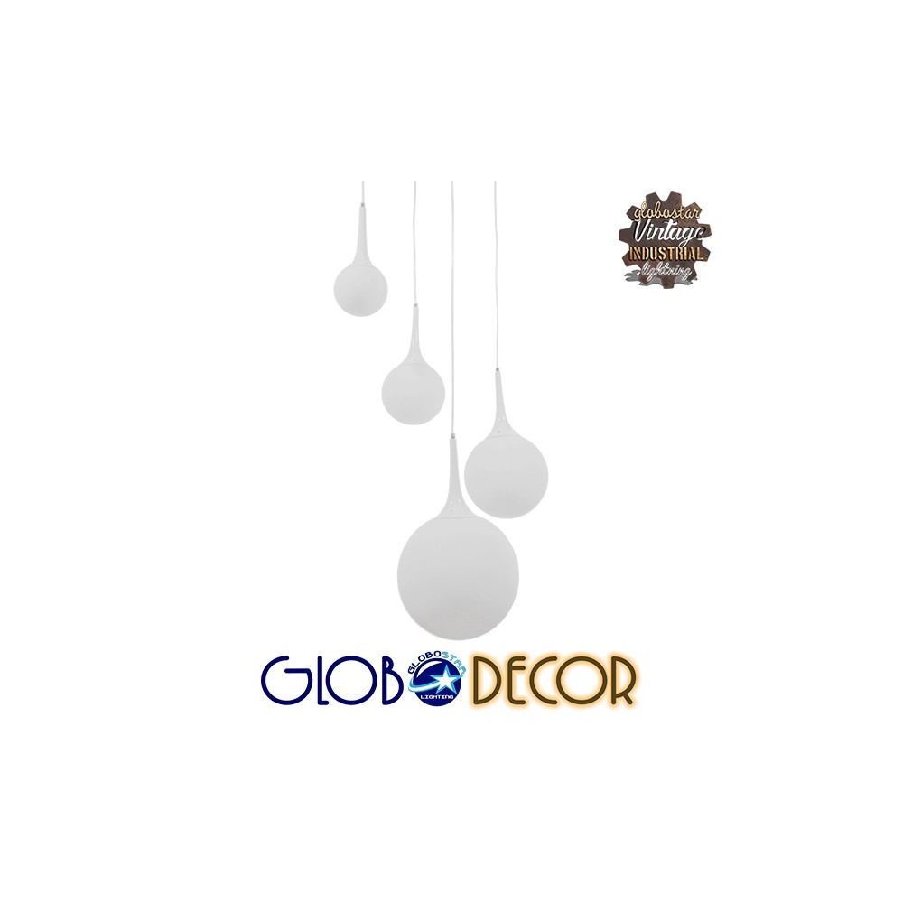 GLOBOSTAR® DORI 01144 Μοντέρνο Κρεμαστό Φωτιστικό Οροφής με Ντουί 4 x E27 AC 220-240V IP20 - Λευκό - Μ75 x Π75 x Υ52cm